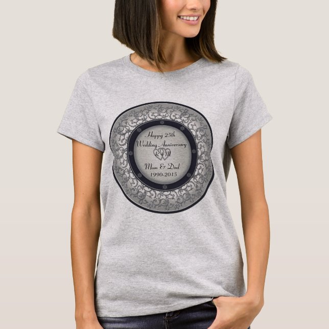 T-shirt 25e anniversaire du Mariage d'argent (Devant)