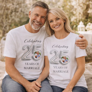 T-shirt 25e anniversaire du mariage photo argent