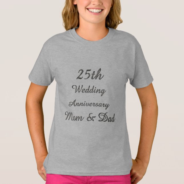 T-shirt 25e anniversaire Mariage de la typographie argenté (Devant)