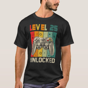 T-shirt 25e Anniversaire Niveau 25 Jeux Vidéos Déverrouill