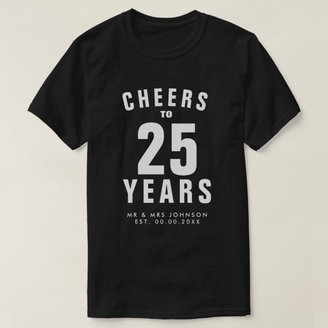 T-shirt 25èmes chemises d'anniversaire de mariage de (Design devant)