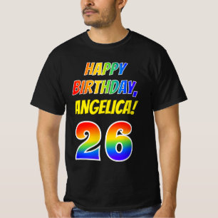 T-shirt 26e anniversaire — Bold, Fun, Rainbow 26, Nom pers