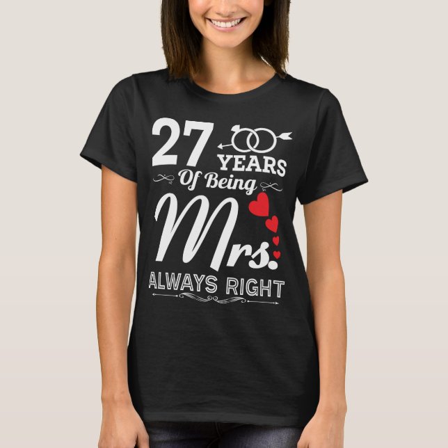 T-shirt 27 Ans d'être Madame La 27e Mariage Anniversa (Devant)