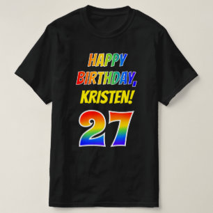 T-shirt 27e anniversaire — Bold, Fun, Rainbow 27, Nom pers