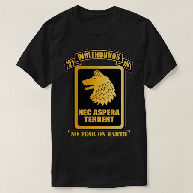 T-shirt 27e Régiment d'infanterie Wolfhounds Nec Aspera Te (Design devant)