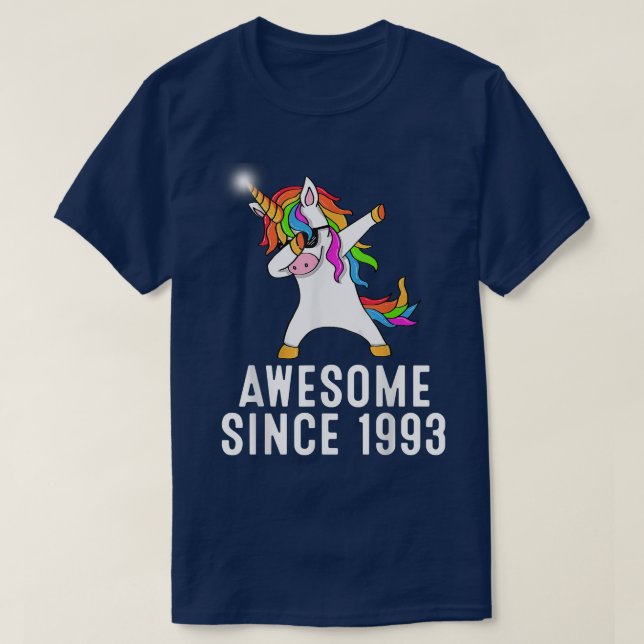 T-shirt 28e jour, unicorn dab, Awesome since 1993  (Design devant)