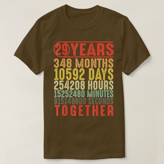 T-shirt 29 Année 29e anniversaire de Mariage Cadeaux pour  (Design devant)