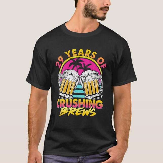 T-shirt 29 Ans De Broyage Brews Retro 80S 90S Bière 29E (Devant)