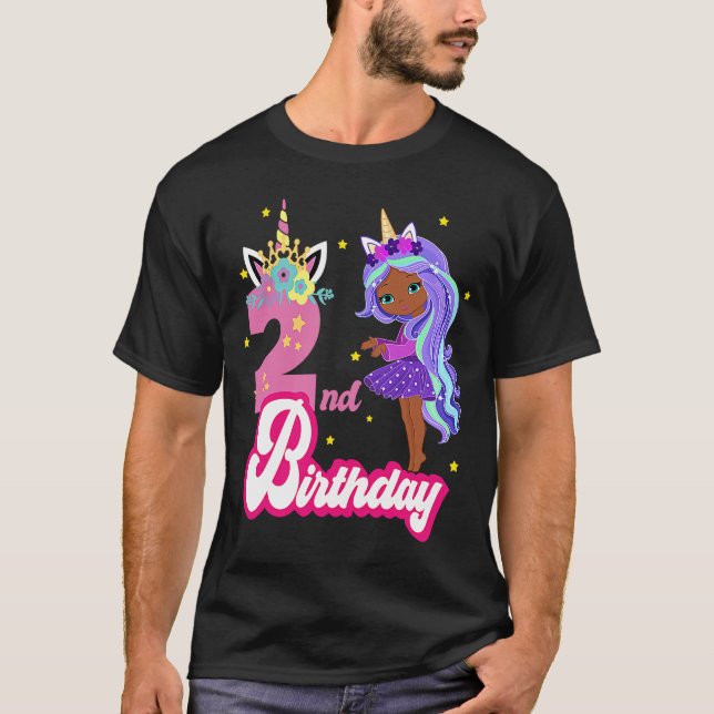T-shirt 2 Anniversaire Afro Fille Black Party Africain (Devant)