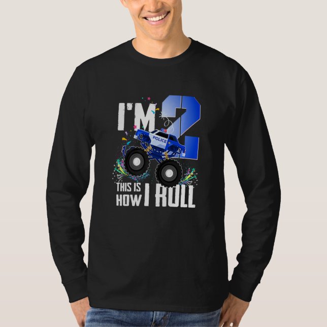 T-shirt 2 Anniversaire Enfants, Je suis 2 Police Monster T (Devant)