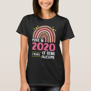 T-shirt 2 Ans 2E Anniversaire Né En 2020 Femmes Filles