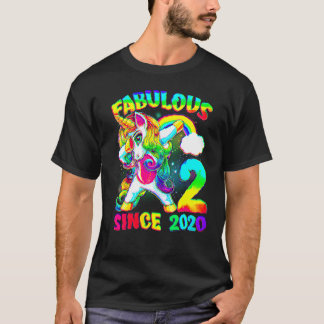 T-shirt 2 Ans 2e Anniversaire Unicorn Girl Fabulous Sin