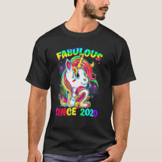 T-shirt 2 Ans 2e Anniversaire Unicorn Girl Fabulous Sin