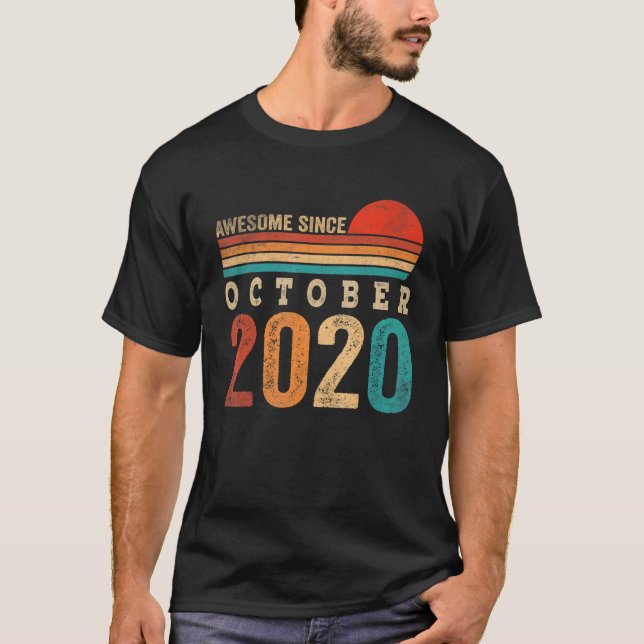 T-shirt 2 Ans Awesome depuis Octobre 2020 2e Birthda (Devant)