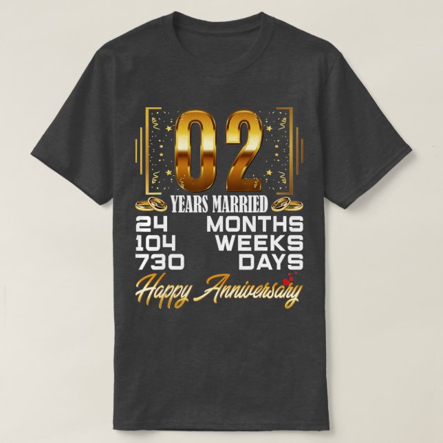 T-shirt 2 ans mariés Funny 2e anniversaire de Mariage (Design devant)