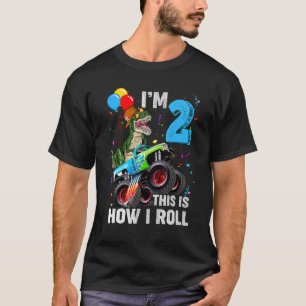 T-shirt 2 Ans Rex Dinosaur Monster Truck 2e Anniversaire