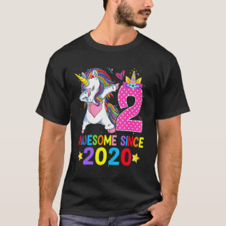 T-shirt 2 Awesome depuis 2020 Dabbing Unicorn 2e anniversa