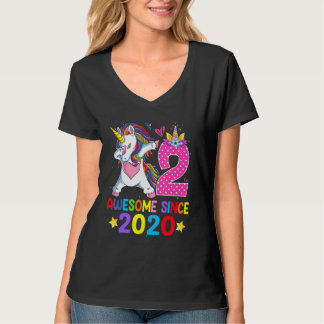 T-shirt 2 Awesome depuis 2020 Dabbing Unicorn 2e anniversa