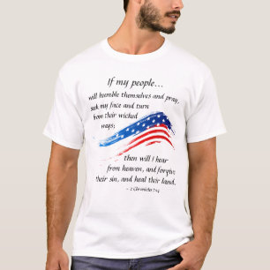 T-shirt 2 Chroniques 7:14 Écriture, drapeau américain
