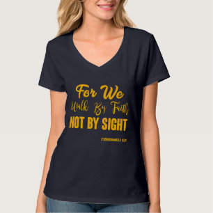 T-shirt 2 Corinthiens 5:7 Bible Verse KJV Femme V-Cou