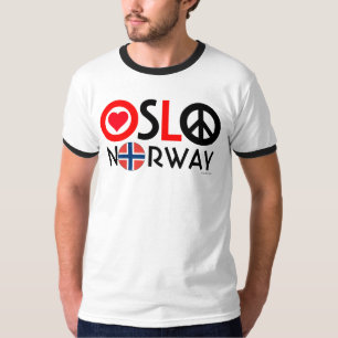 T-shirt 2 de paix d'amour d'Oslo Norvège