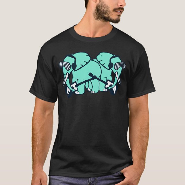 T-shirt 2 Elephantswo Friends Playing Guitar Bandeam gift (Devant)