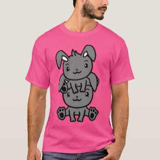 T-shirt 2 lapins Couple de l'équipage Friendseam assis sur