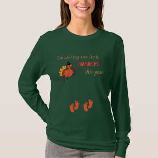 T-shirt 2 Petites dindes Twin Maman-to-be Thanksgiving