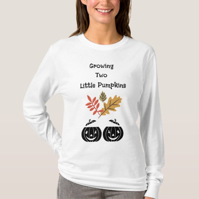 T-shirt 2 petits Citrouilles en croissance - Twin Maman-to (Devant)