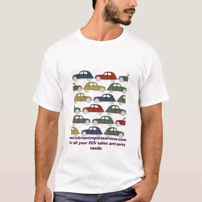 T-shirt 2cvs, www.citroenimportservices.com pour tout (Devant)