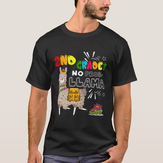 T-shirt 2e Année No Prob Llama Llama Premier Jour De L'Éco (Devant)