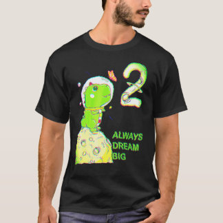 T-shirt 2e anniversaire Astronaut de deux ans T Rex Dinosa