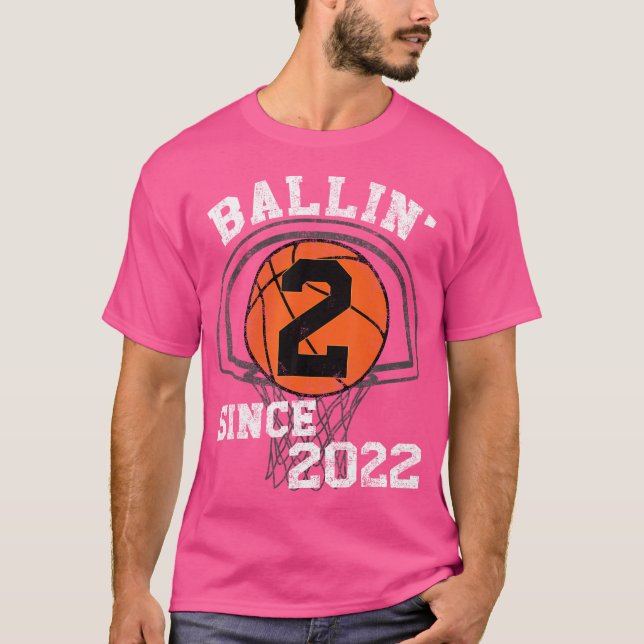T-shirt 2E Anniversaire Basketball Thème Décorations Garço (Devant)
