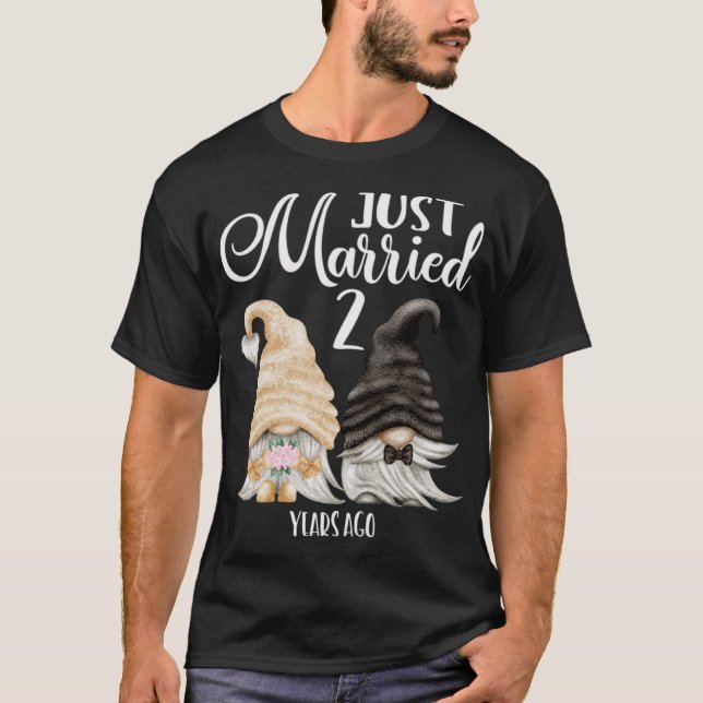 T-shirt 2e anniversaire de Mariage - Marié seulement 2 ans (Devant)