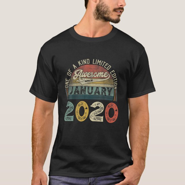 T-shirt 2E Anniversaire Décorations Janvier 2020 Hommes Fe (Devant)