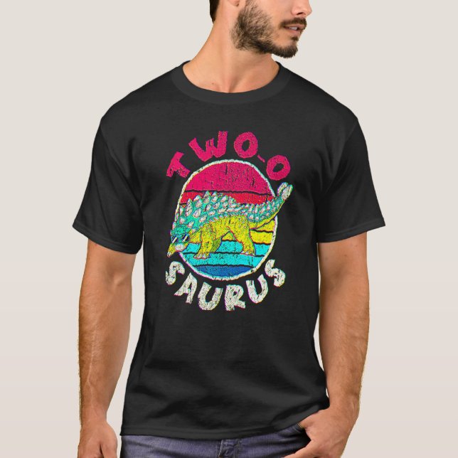T-shirt 2e anniversaire Deux O Saurus I Ankylosaurus I Fam (Devant)