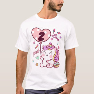 T-shirt 2E Anniversaire Unicorn Tenue. 2 Année Cute Unicor