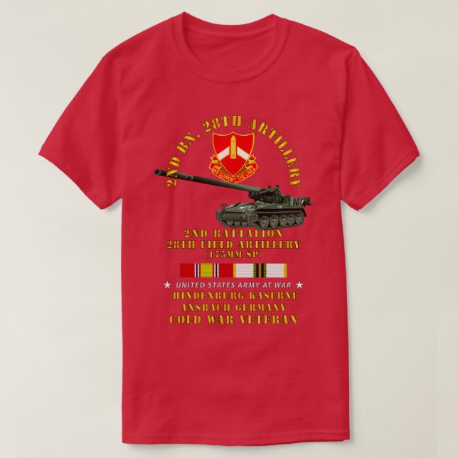 T-shirt 2e Bn 28e Artillerie 175mm Hindenburg Ansbach Ger (Design devant)