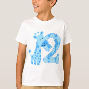 T-shirt 2ème anniversaire Giraffe Bleue