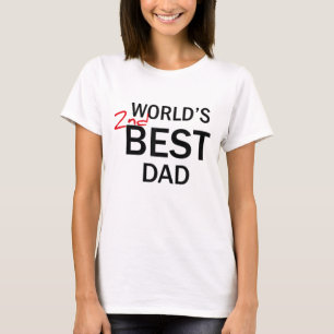 T-shirt 2ème Meilleure Fête des pères papa du monde Drôle 