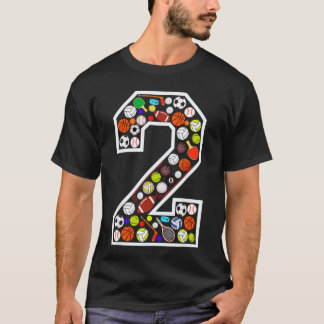 T-shirt 2nd Birthday Sports Big Numberwo 2 Year Old Boy fa