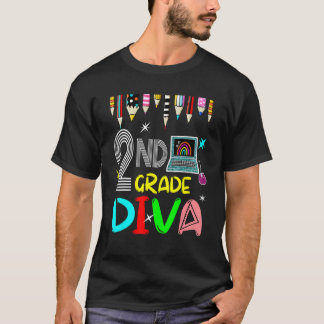 T-shirt 2nd Grade Diva Colorful Pencils Students First Day