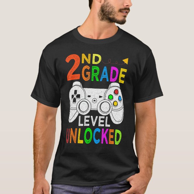 T-shirt 2nd Grade Level Unlocked Happy Back To School Game (Devant)