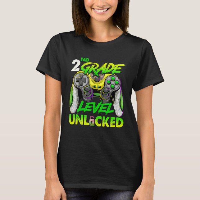 T-shirt 2nd Grade Level Unlocked Video Game Back to School (Devant)