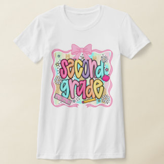 T-shirt 2nd Grade Teacher Pencil Coquette Bow