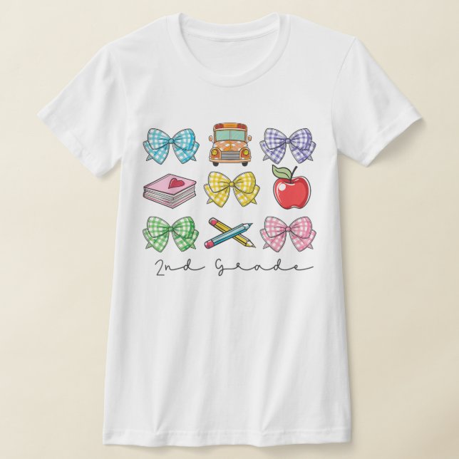 T-shirt 2nd Grade Teacher Pencil Coquette Bow (Poser)