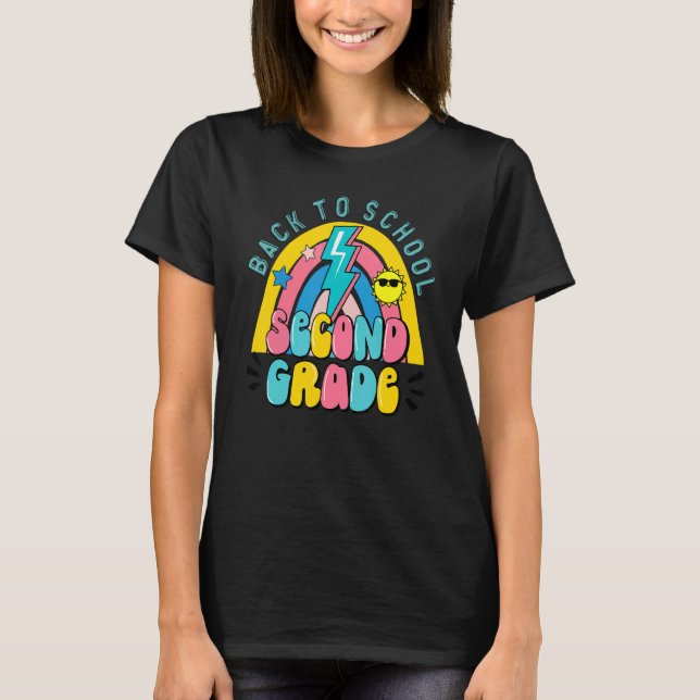 T-shirt 2nd Second Grade Rainbow Back To School Teacher Bo (Devant)