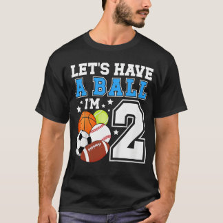 T-shirt 2nd Sports Birthday Partywo Year Old Boy Birthday