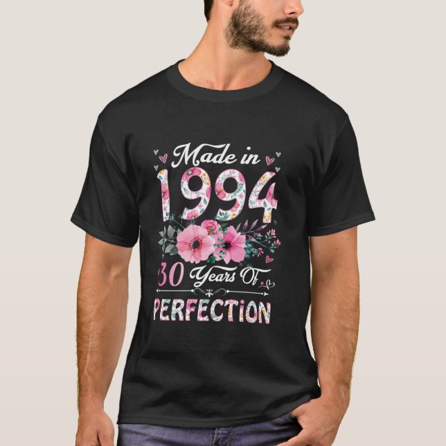 T-shirt 30 Ans Fabriqué En 1994 Floral 30e Anniversaire Ca (Devant)