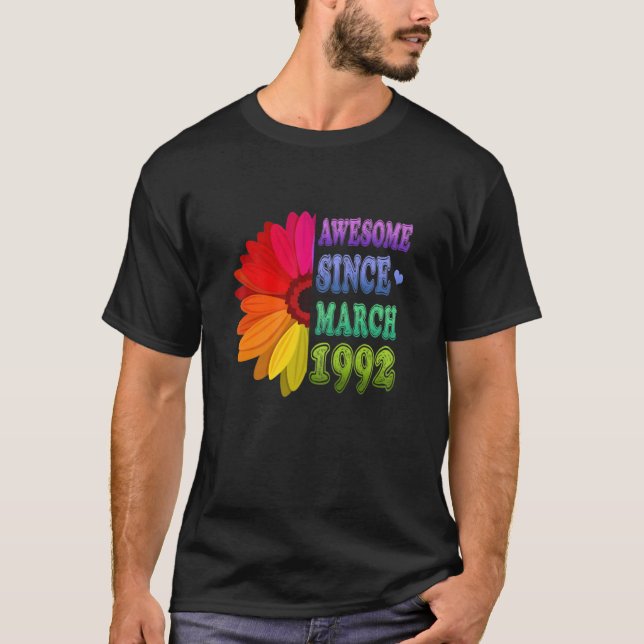 T-shirt 30 Ans Floral Awesome Depuis Mars 1992 30E (Devant)